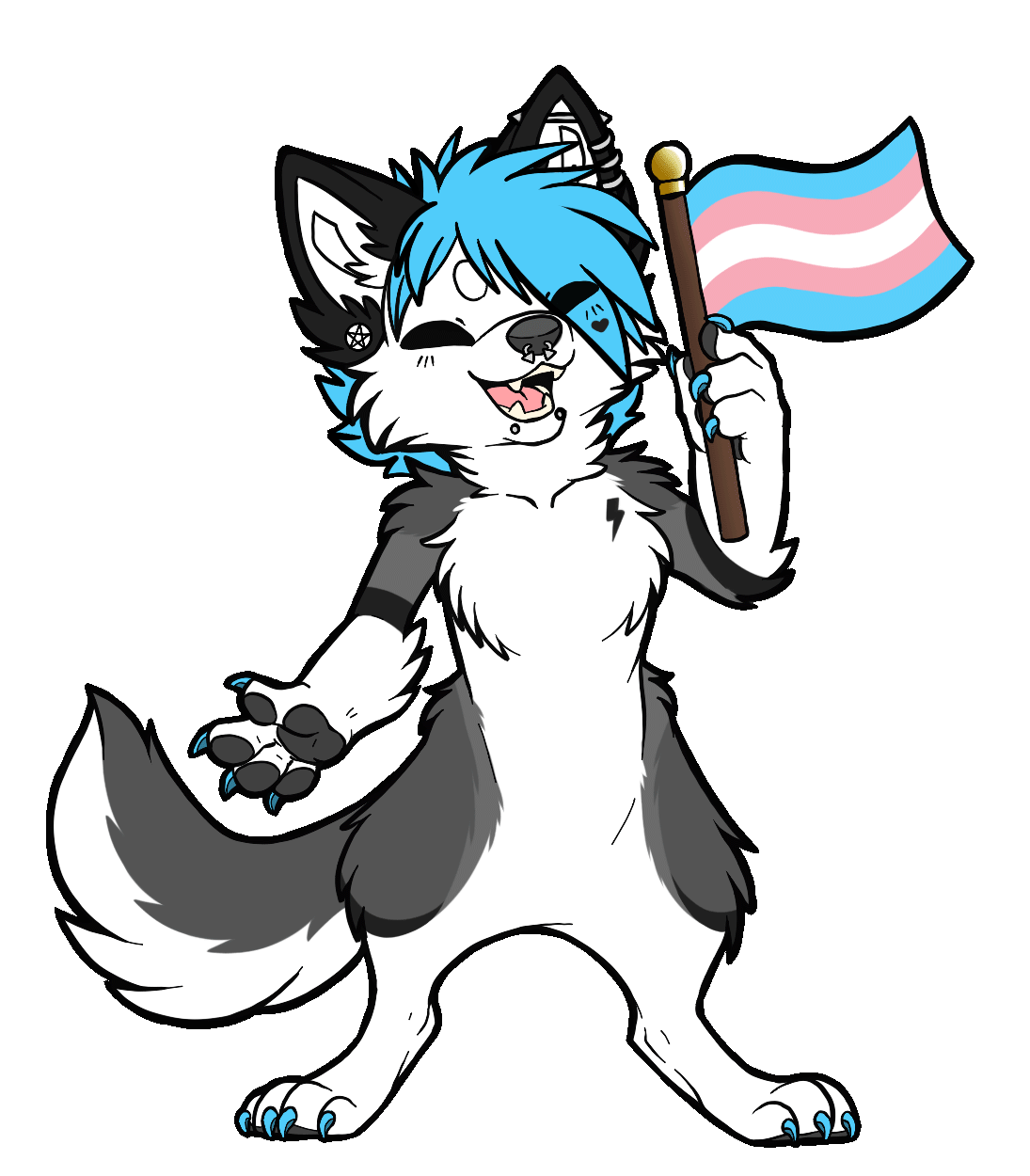 Sparx waving trans flag